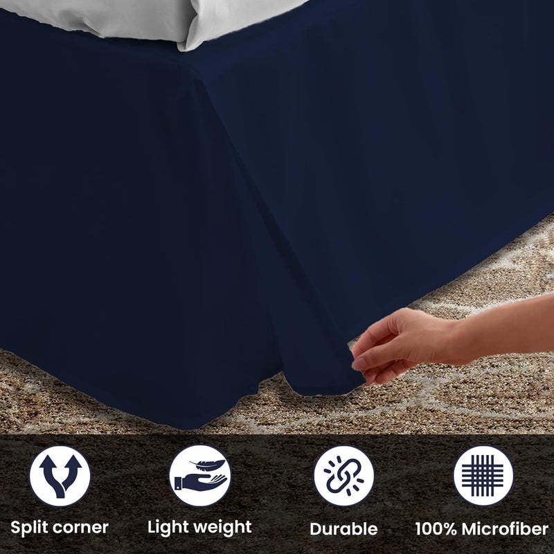 SGI Bedding 12 inch Drop Bed Skirt Full Size - Platform Style with Secure Fit, Classic Tailored Look, Elegant Pleated Style Dust Ruffle, Split Corners, Wrinkle Resistant Microfiber - Navy Blue - Image 4